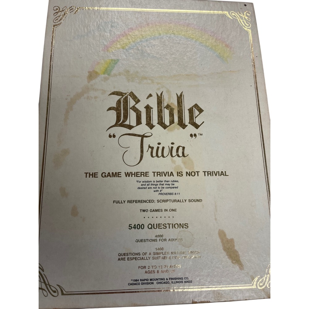 Cadaco Bible Trivia Board Game 5400 Ques 1984 Vtg KJV Sunday School Homeschool